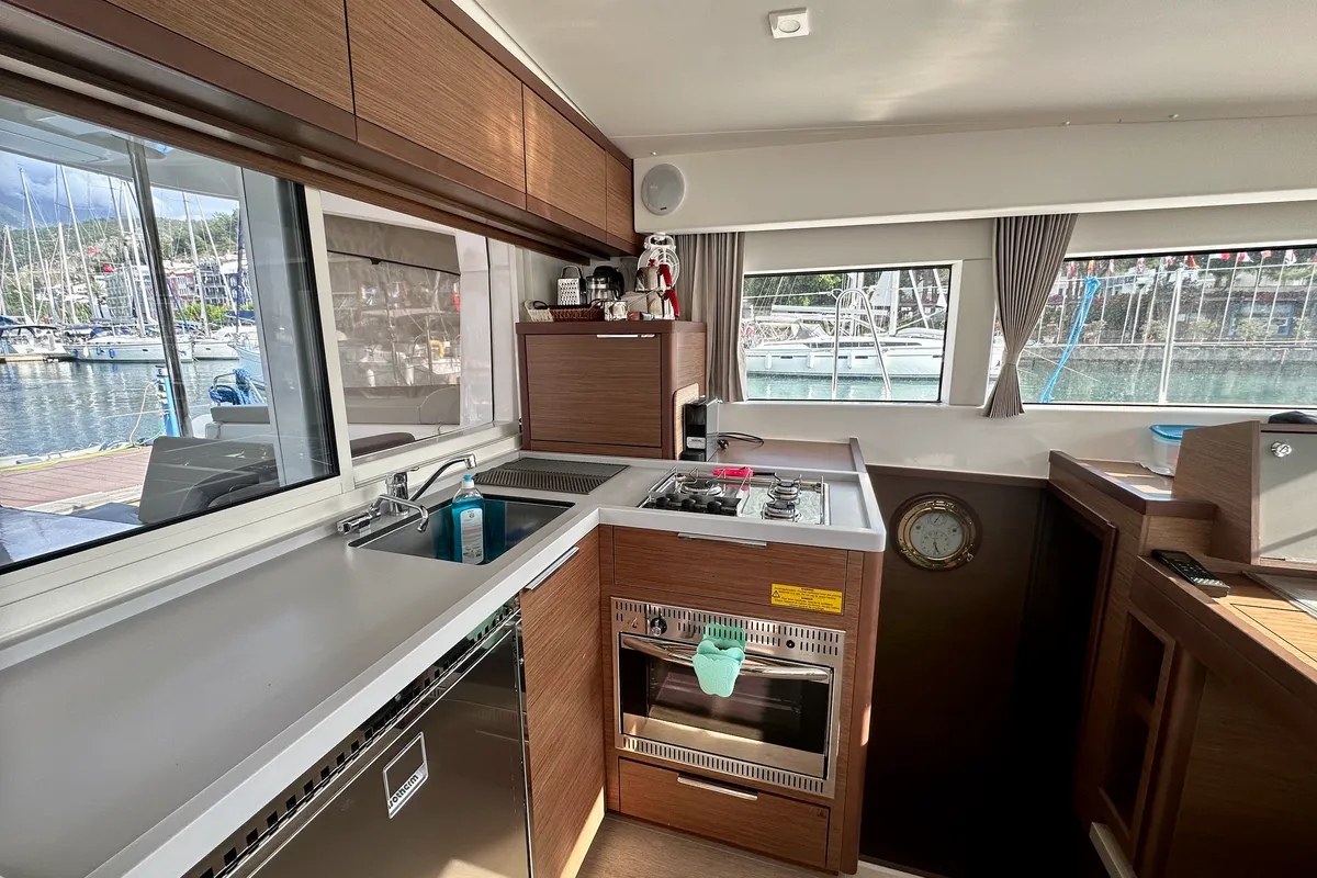Galley of Sail Castor, a Lagoon 40 catamaran at Fethiye, Turkey