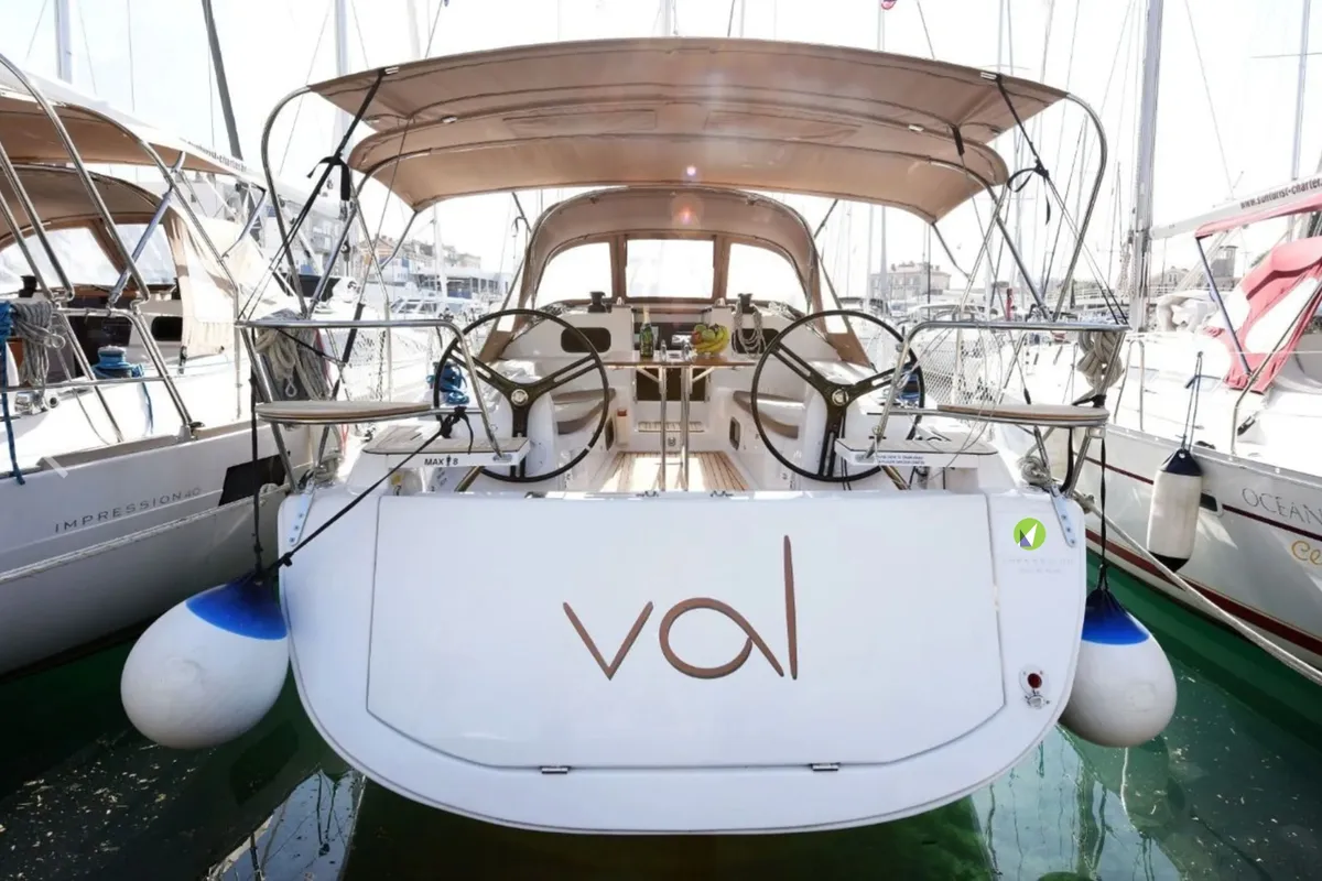 Exterior view of Val, a Elan Impression 40 sailboat at Općina Preko, Croatia
