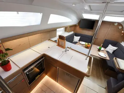 Galley of Val, a Elan Impression 40 sailboat at Općina Preko, Croatia