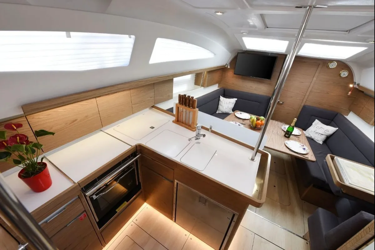 Galley of Val, a Elan Impression 40 sailboat at Općina Preko, Croatia