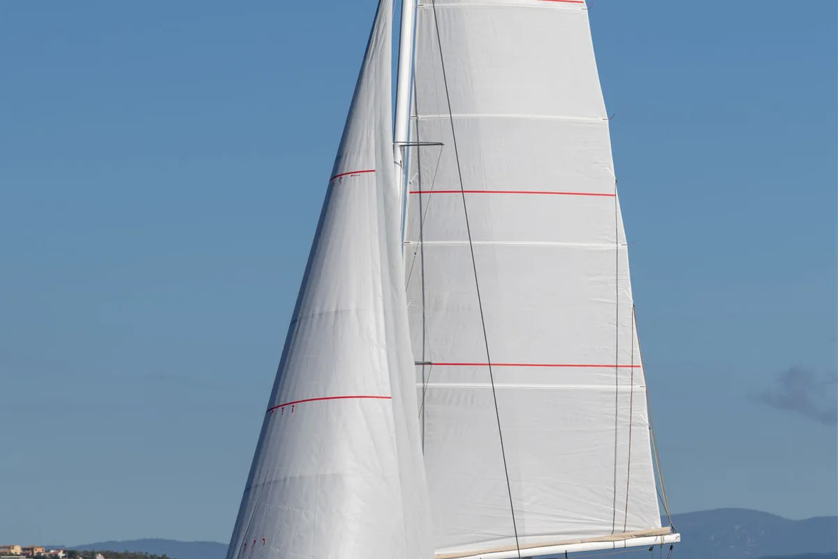 Exterior view of Hi Iaka, a Fountaine Pajot FP 44 Maestro catamaran at Palma de Mallorca, Spain