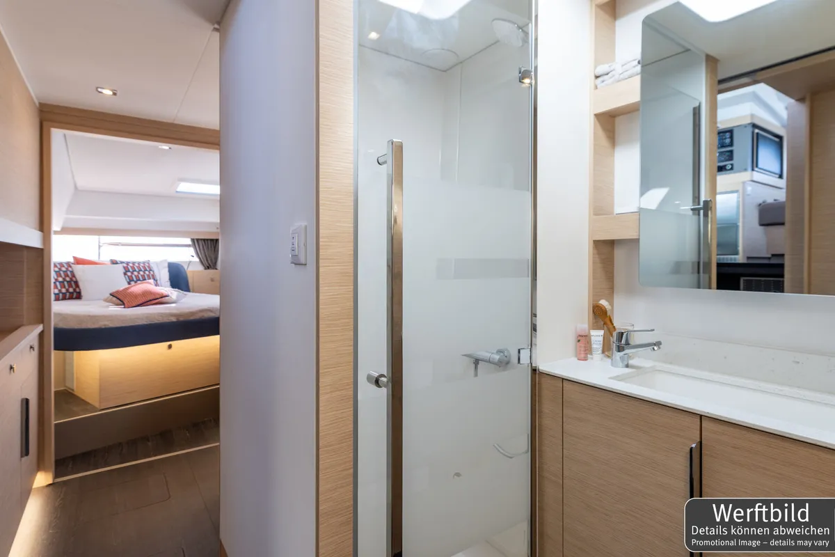 Galley of Hi Iaka, a Fountaine Pajot FP 44 Maestro catamaran at Palma de Mallorca, Spain