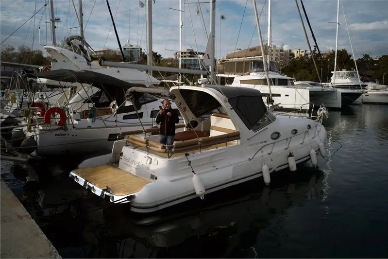 Exterior view of Toi Moi, a Gulet Mostro Cabin 9 motorboat at Athens, Greece