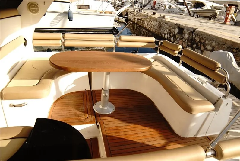 Deck of Toi Moi, a Gulet Mostro Cabin 9 motorboat at Athens, Greece