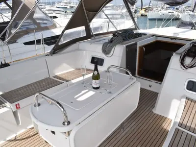 Deck of 4Fun, a Jeanneau Sun Odyssey 519 sailboat at Kaštela, Croatia
