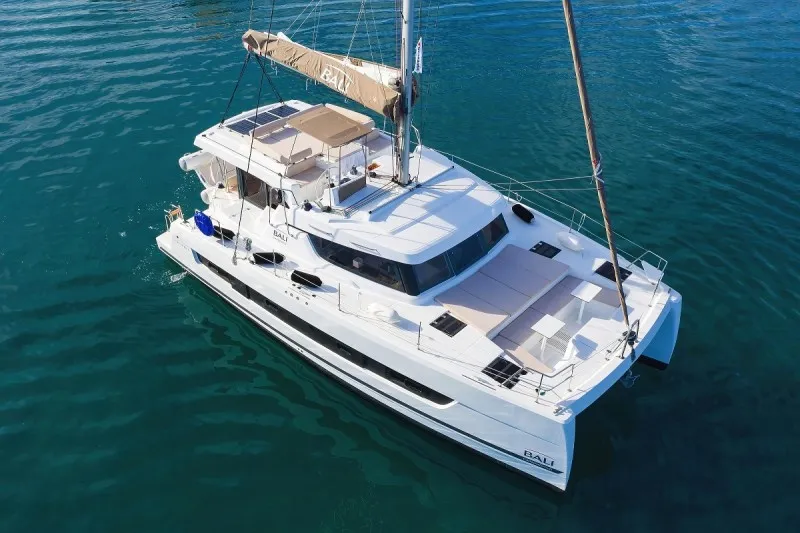 Exterior view of Atos, a Bali Catspace catamaran at Grad Biograd na Moru, Croatia