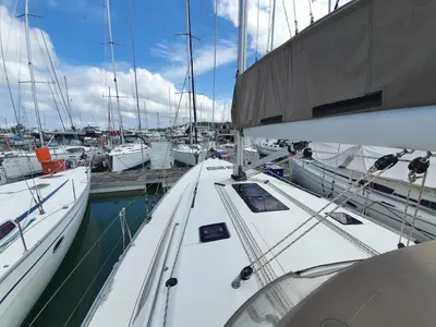Deck of Kingsman, a Bavaria Cruiser 46 sailboat at Mai Khao, Thailand