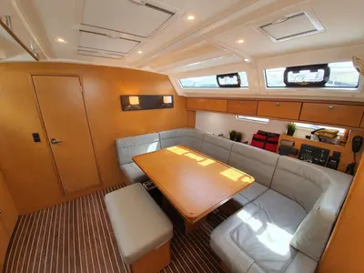 Salon of Kingsman, a Bavaria Cruiser 46 sailboat at Mai Khao, Thailand