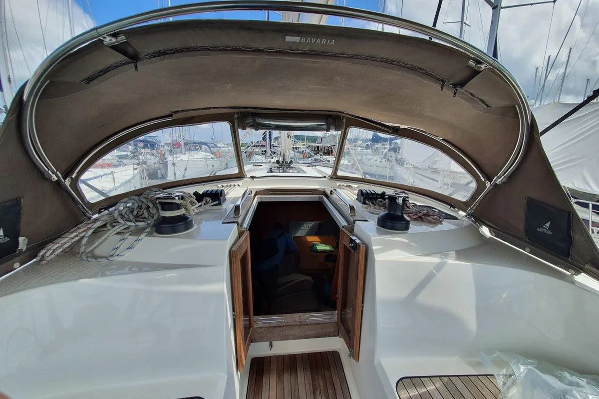 Deck of Kingsman, a Bavaria Cruiser 46 sailboat at Mai Khao, Thailand