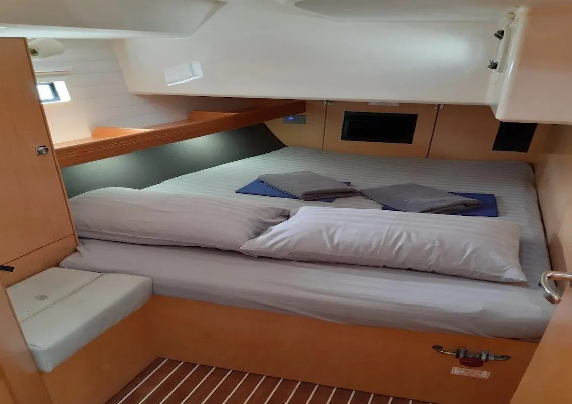Cabin on Kingsman, a Bavaria Cruiser 46 sailboat at Mai Khao, Thailand