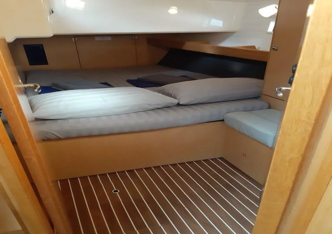 Cabin on Kingsman, a Bavaria Cruiser 46 sailboat at Mai Khao, Thailand