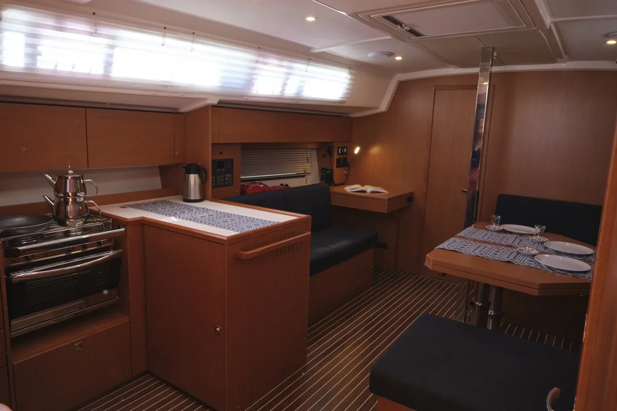 Galley of Selene, a Bavaria C42 sailboat at Fethiye, Turkey