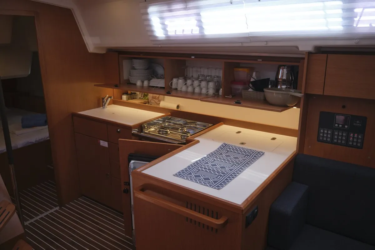 Galley of Selene, a Bavaria C42 sailboat at Fethiye, Turkey