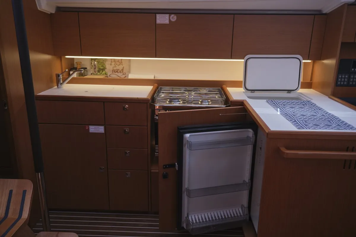 Galley of Selene, a Bavaria C42 sailboat at Fethiye, Turkey