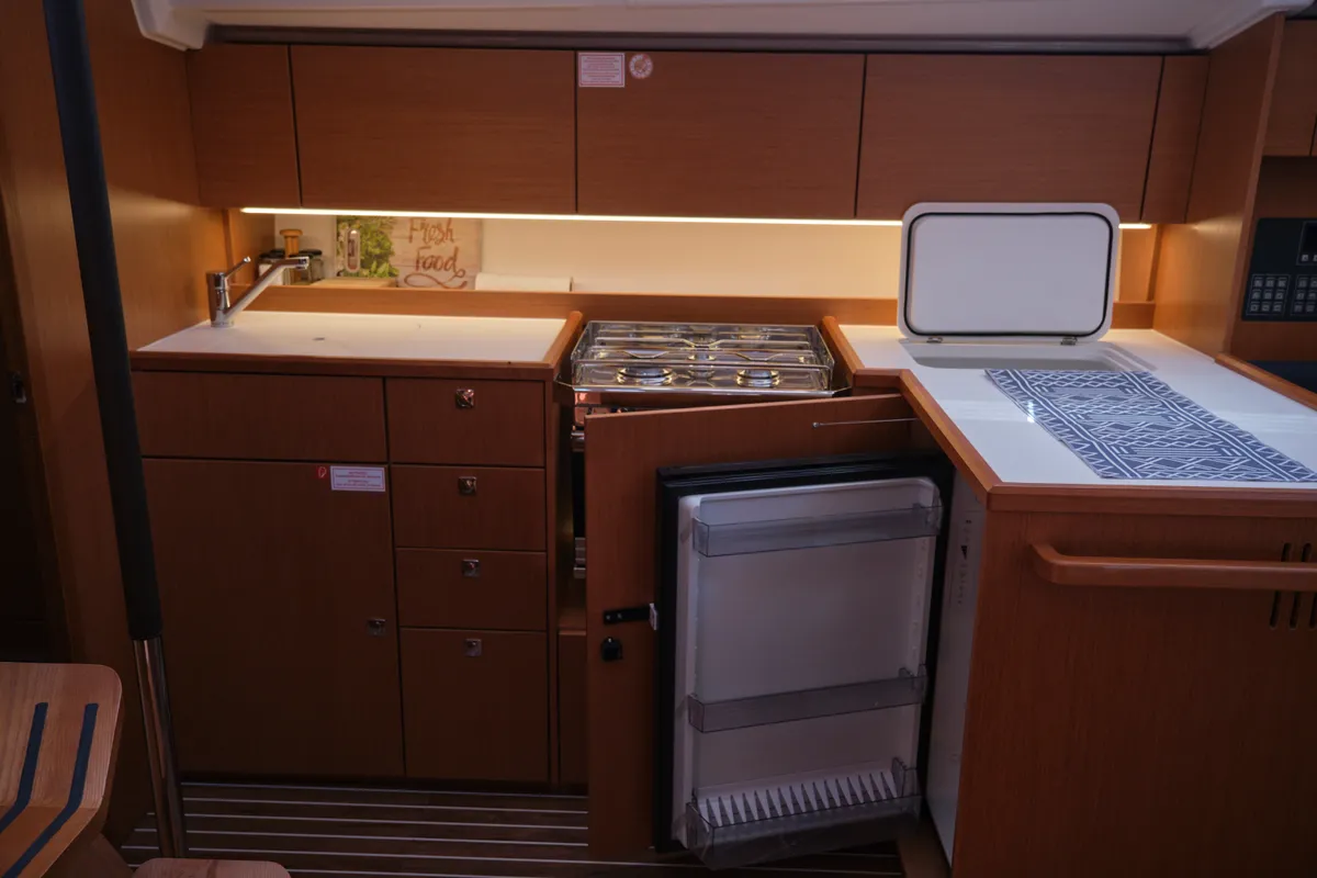 Galley of Selene, a Bavaria C42 sailboat at Fethiye, Turkey