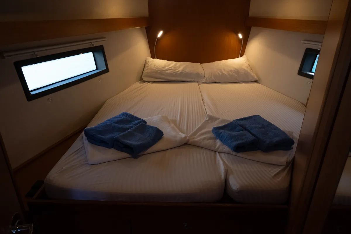 Cabin on Selene, a Bavaria C42 sailboat at Fethiye, Turkey