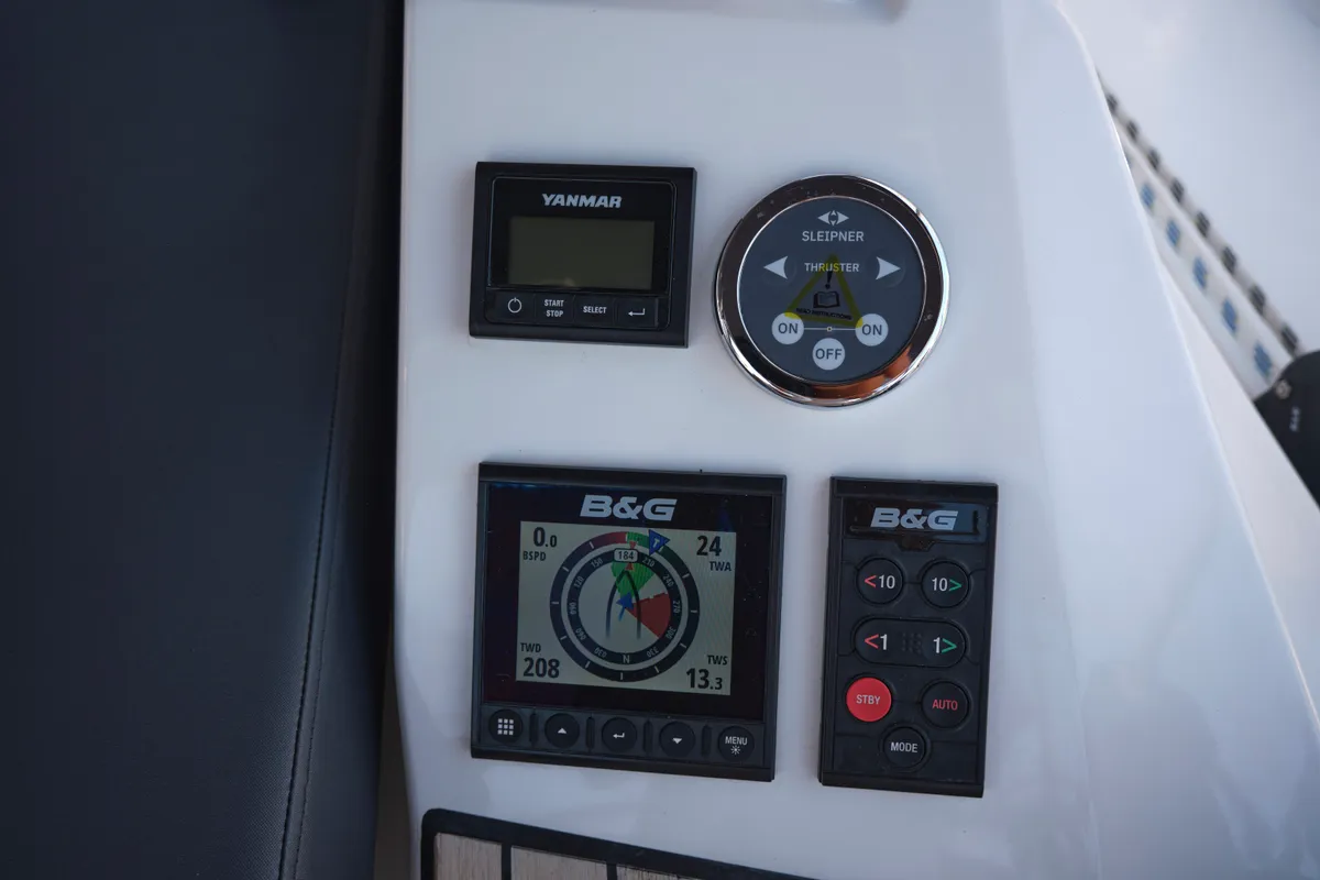 Cockpit of Selene, a Bavaria C42 sailboat at Fethiye, Turkey