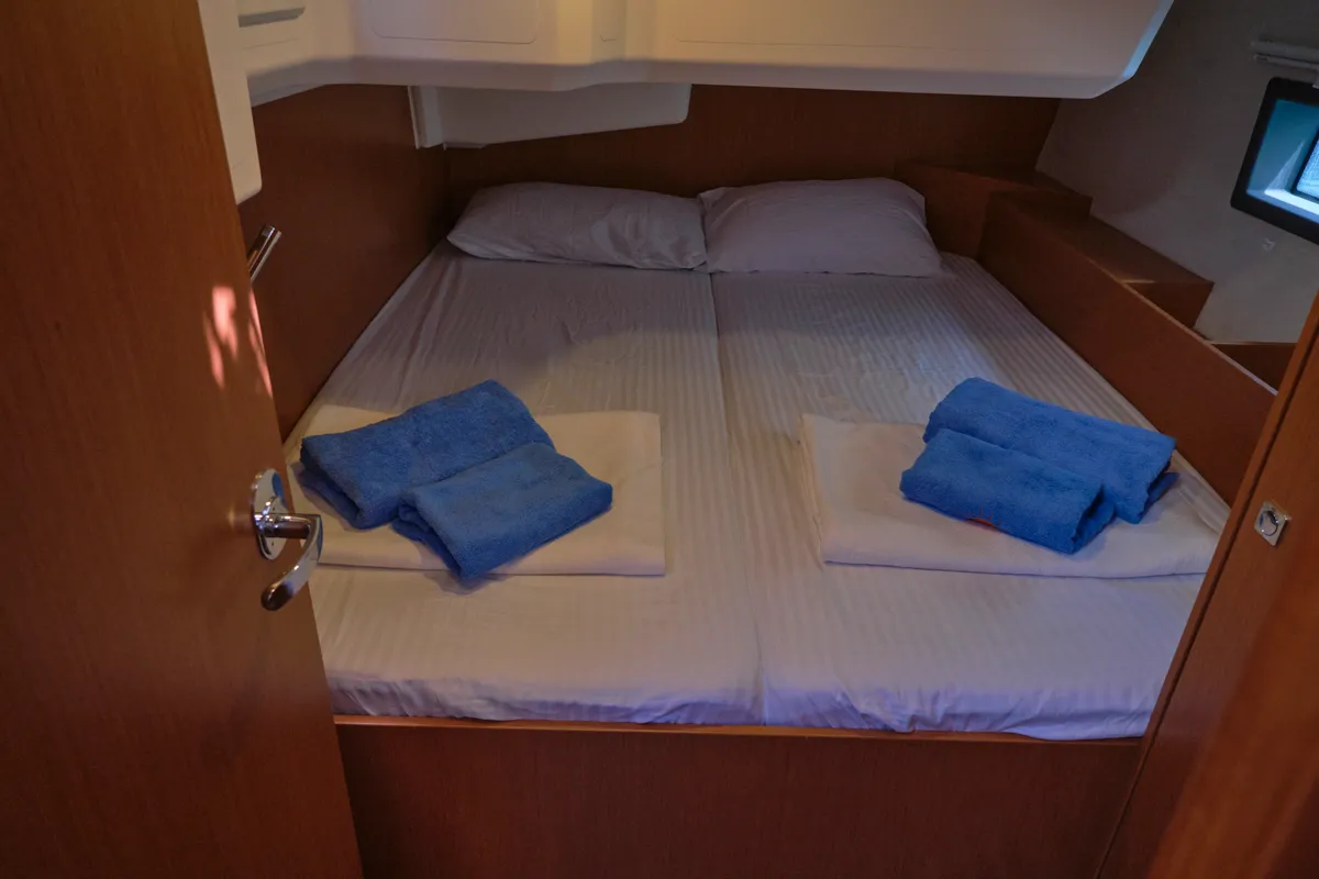 Cabin on Selene, a Bavaria C42 sailboat at Fethiye, Turkey