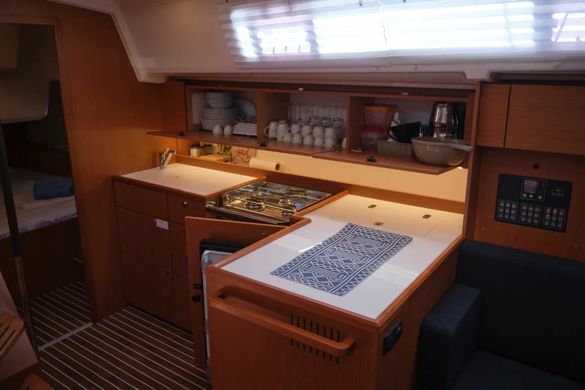 Galley of Selene, a Bavaria C42 sailboat at Fethiye, Turkey