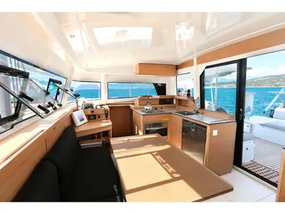 Salon of ADOC, a Excess 11 catamaran at Ajaccio, France