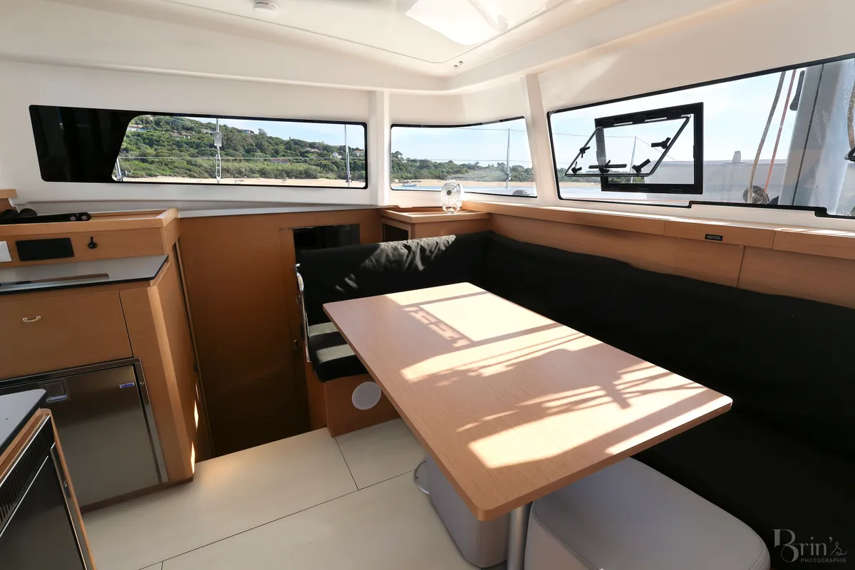 Salon of ADOC, a Excess 11 catamaran at Ajaccio, France