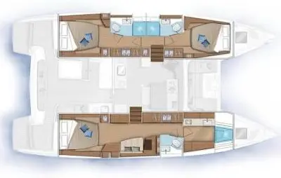 Floor plan of Bella Giornata, a Lagoon 46 OW catamaran at Central Abaco, Bahamas