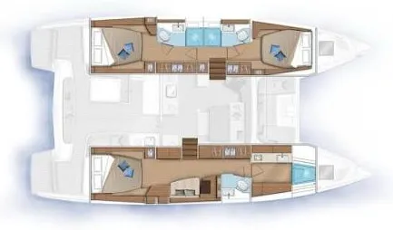 Floor plan of Bella Giornata, a Lagoon 46 OW catamaran at Central Abaco, Bahamas