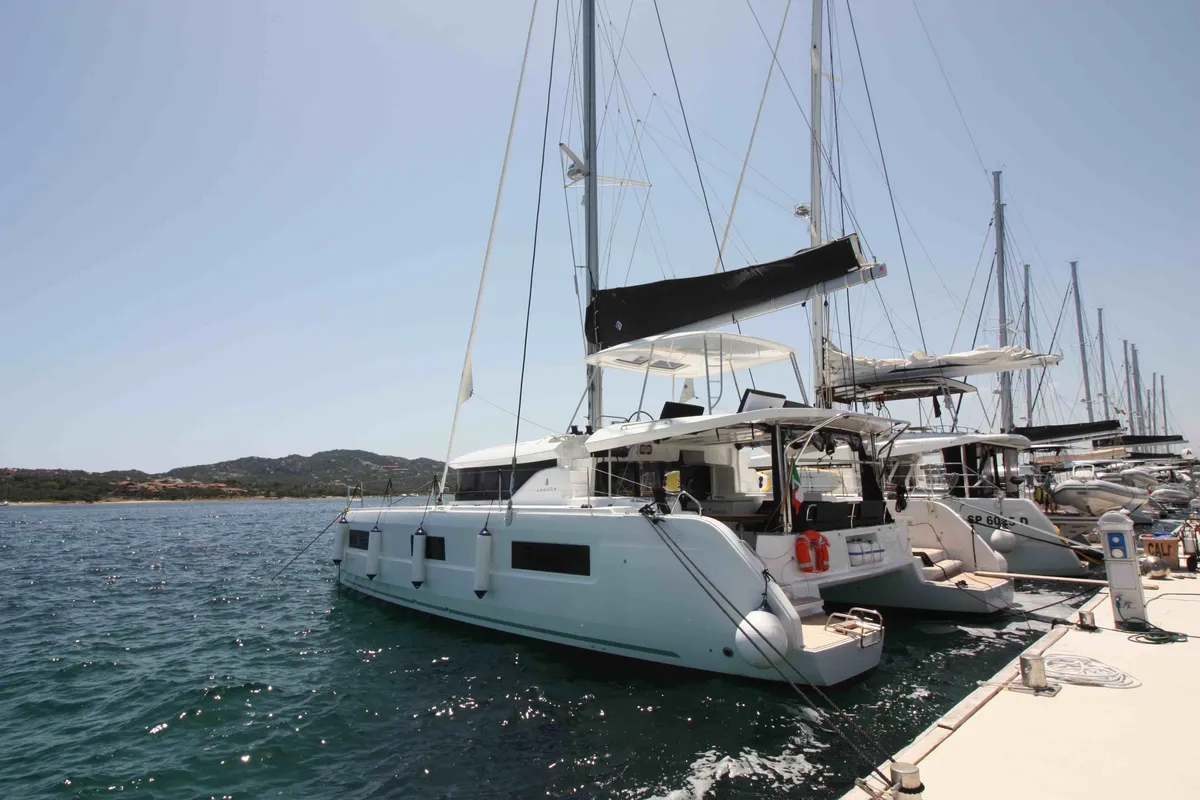 Exterior view of Westerlund, a Lagoon 46 catamaran at St. George's, Grenada
