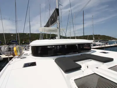 Deck of Westerlund, a Lagoon 46 catamaran at St. George's, Grenada