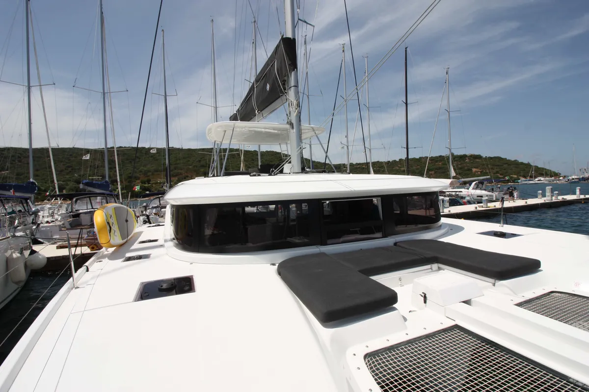 Deck of Westerlund, a Lagoon 46 catamaran at St. George's, Grenada