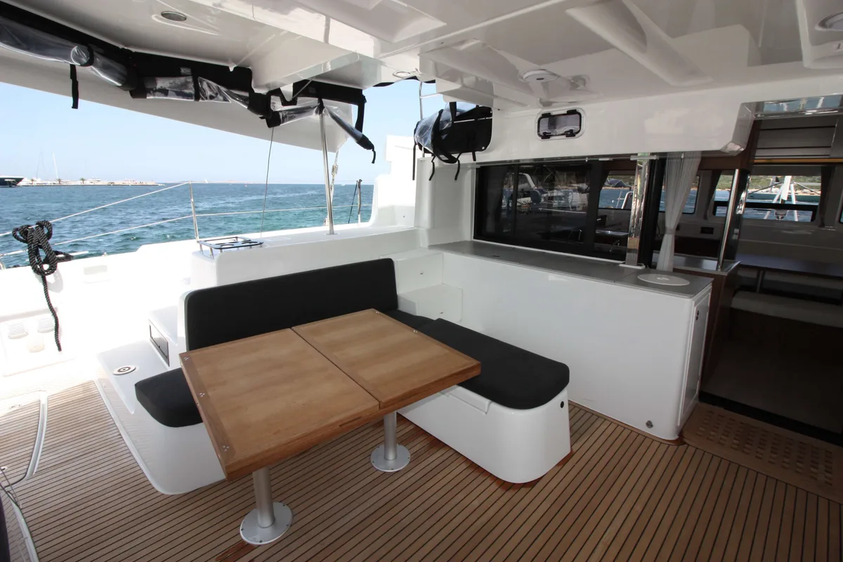 Deck of Westerlund, a Lagoon 46 catamaran at St. George's, Grenada