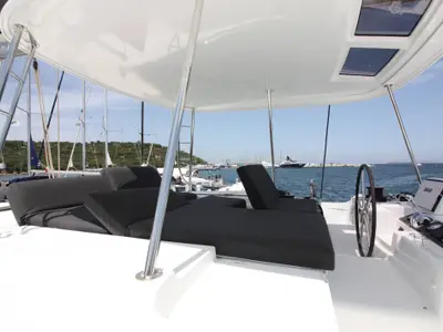 Cockpit of Westerlund, a Lagoon 46 catamaran at St. George's, Grenada