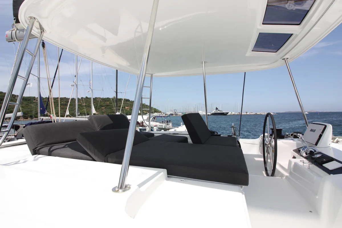 Cockpit of Westerlund, a Lagoon 46 catamaran at St. George's, Grenada