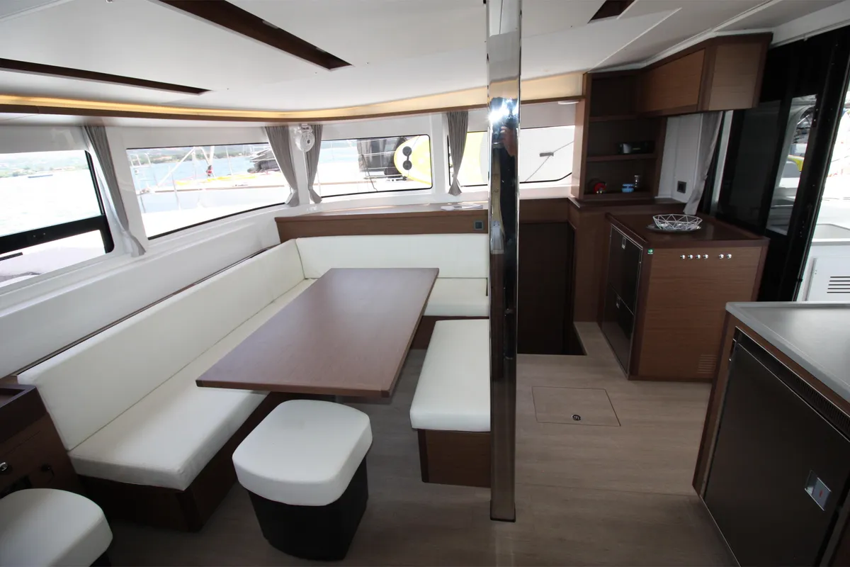 Salon of Westerlund, a Lagoon 46 catamaran at St. George's, Grenada
