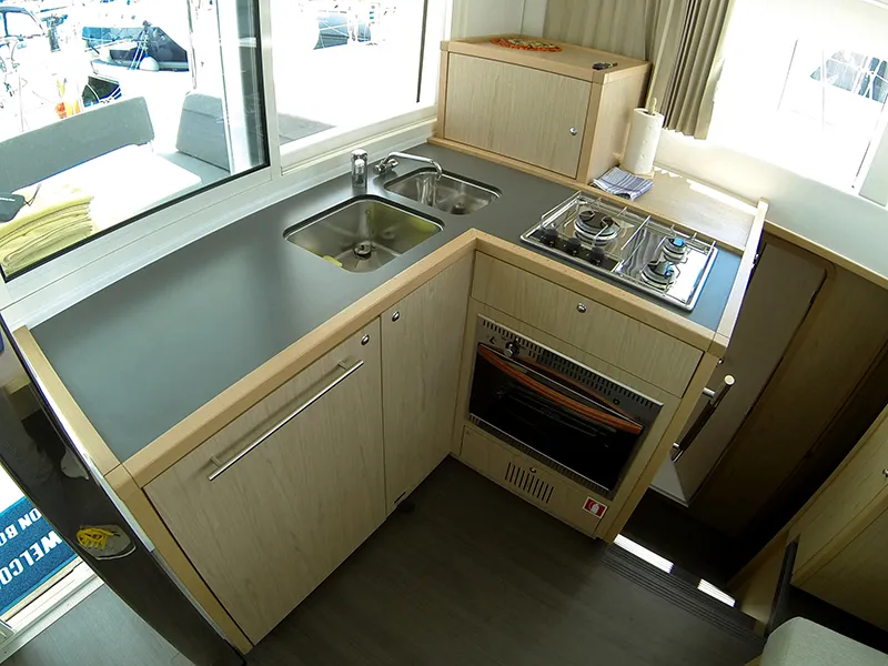Galley of Bob Cat, a Lagoon 39 catamaran at Grad Šibenik, Croatia