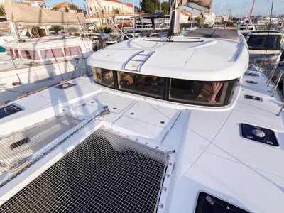 Deck of Bob Cat, a Lagoon 39 catamaran at Grad Šibenik, Croatia