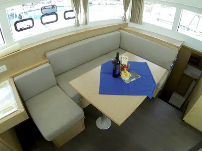 Salon of Bob Cat, a Lagoon 39 catamaran at Grad Šibenik, Croatia