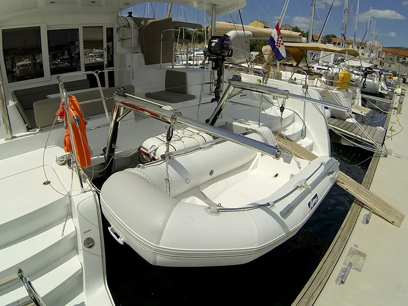 Deck of Bob Cat, a Lagoon 39 catamaran at Grad Šibenik, Croatia