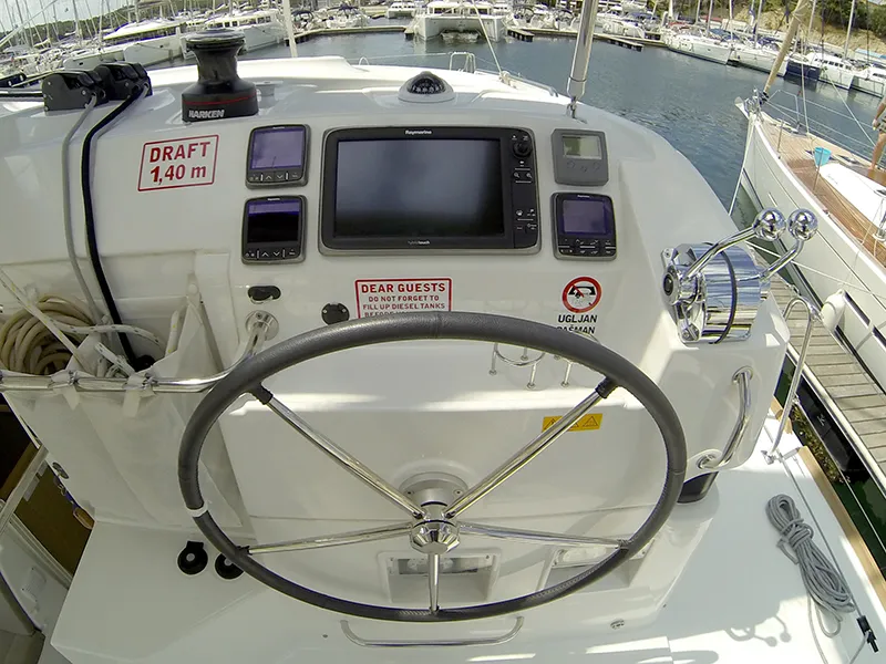 Deck of Bob Cat, a Lagoon 39 catamaran at Grad Šibenik, Croatia