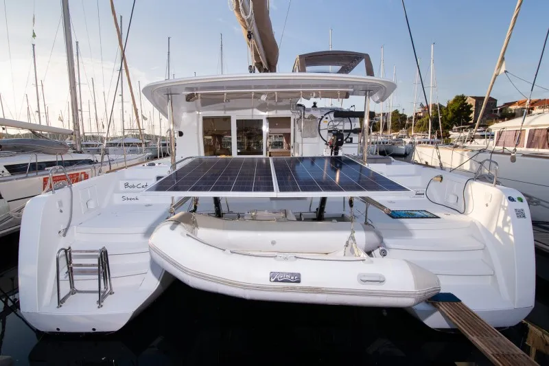 Exterior view of Bob Cat, a Lagoon 39 catamaran at Grad Šibenik, Croatia