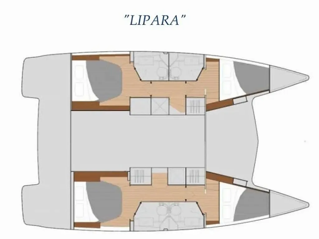 Floor plan of LIPARA, a Fountaine Pajot Lucia 40 catamaran at U Pàize, Italy