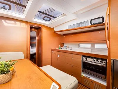 Galley of WindyLife, a Dufour 460 GL sailboat at Punat, Croatia
