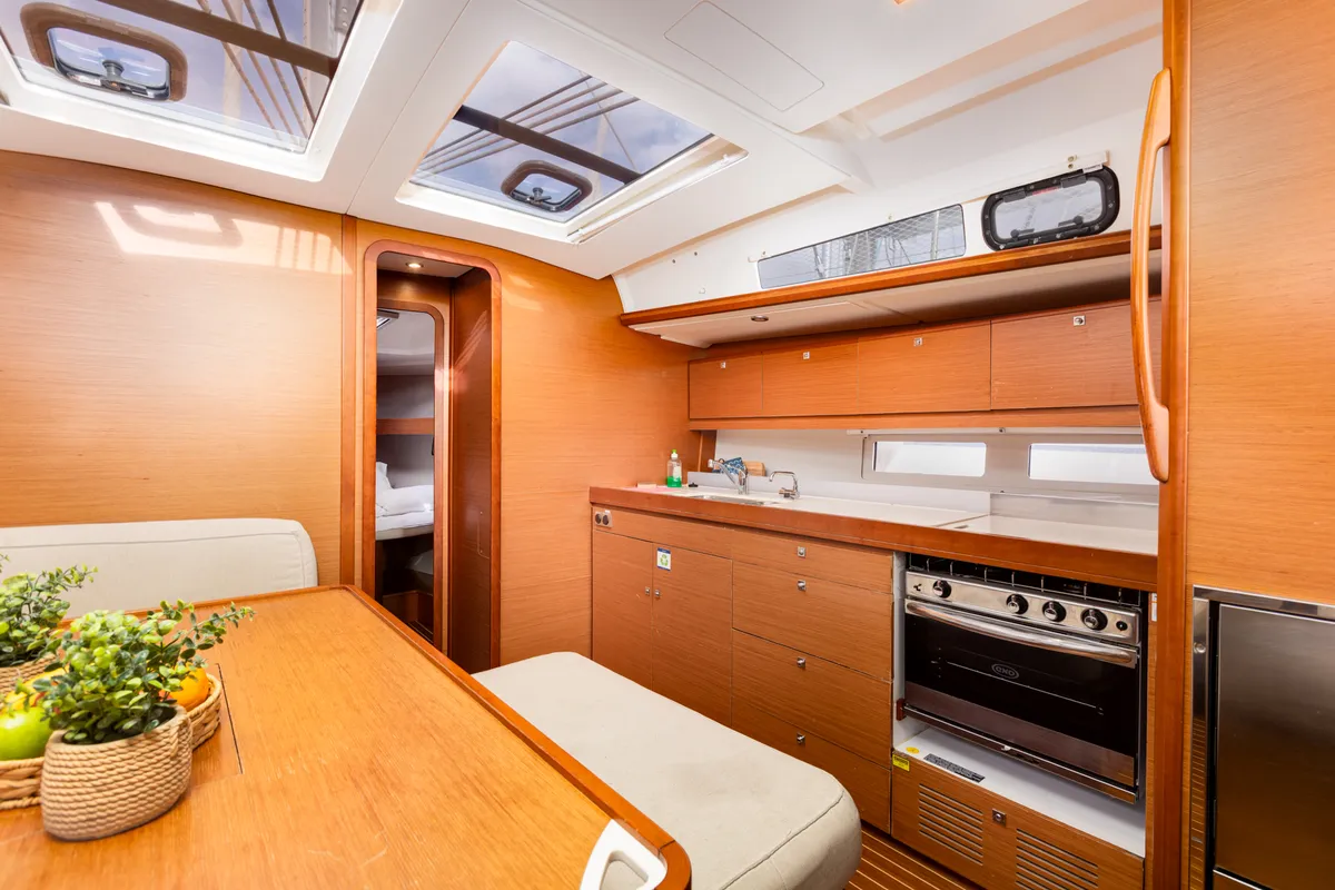 Galley of WindyLife, a Dufour 460 GL sailboat at Punat, Croatia