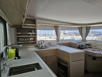 Galley of Kayian, a Lagoon 46 catamaran at Ellomenos, Greece