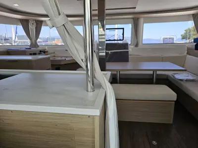 Salon of Kayian, a Lagoon 46 catamaran at Ellomenos, Greece