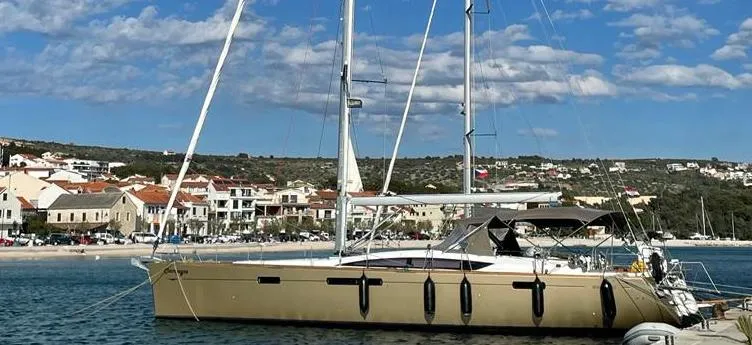 Exterior view of CHAMPAGNE, a Jeanneau 57 sailboat at Šibenik, Croatia