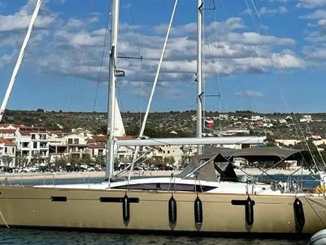 Exterior view of CHAMPAGNE, a Jeanneau 57 sailboat at Šibenik, Croatia