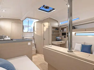 Salon of No name, a Beneteau Oceanis 34 sailboat at Kerners, France