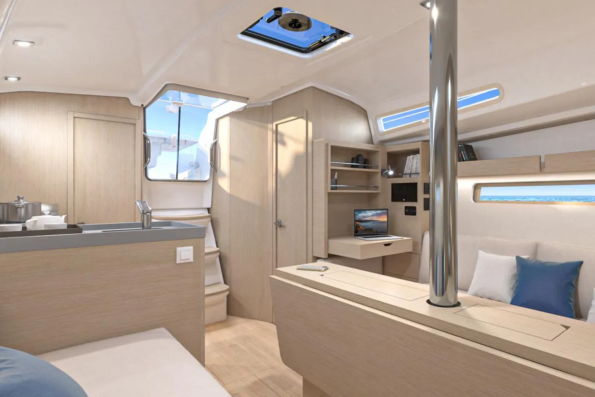 Salon of No name, a Beneteau Oceanis 34 sailboat at Kerners, France