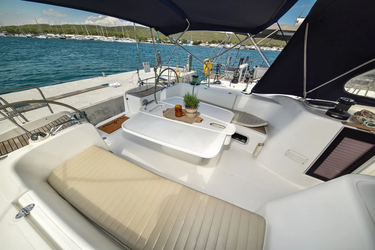 Deck of Principessa, a Beneteau Cyclades 50.5 sailboat at Općina Sukošan, Croatia